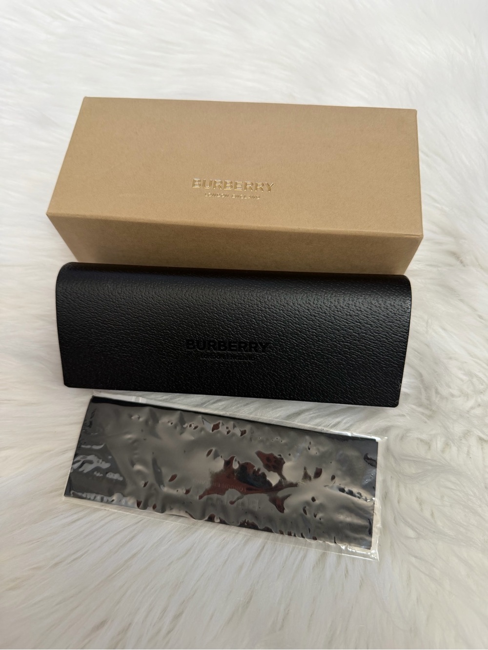 Burberry Black Sunglass Case with Box and sleeve